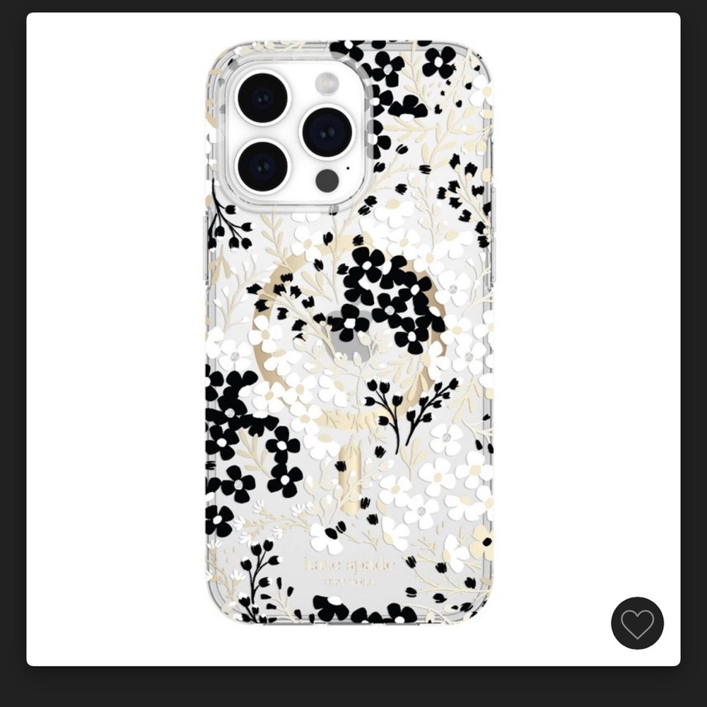 NWT • Kate Spade New York Apple iPhone 15 Pro Max Case w/ MagSafe Black & White